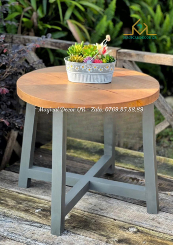 Low round table 60x35 gray legs