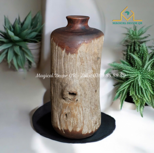 22 inch wooden vase - small holes (10)