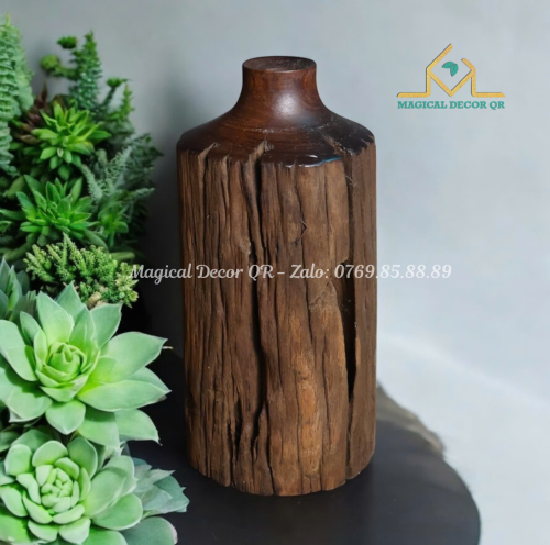 22 inch wooden vase - small holes (12)