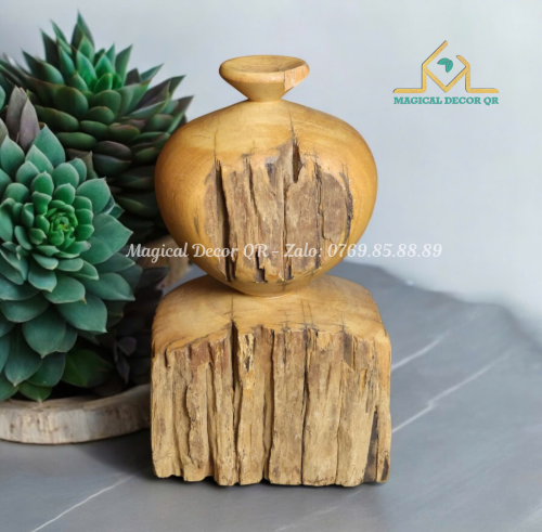 22 inch wooden vase - small holes (2)