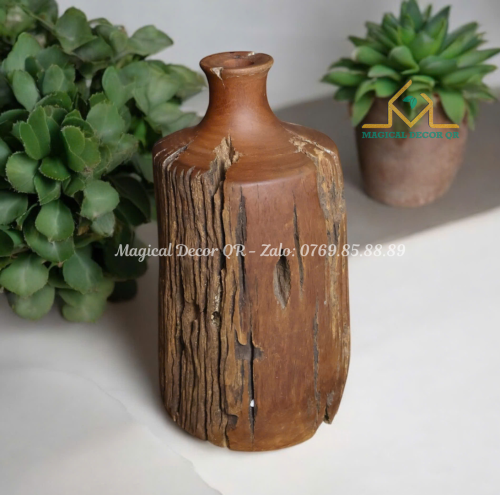22 inch wooden vase - small holes (3)