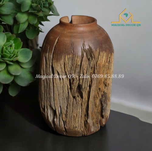 22 inch wooden vase - small holes (4)