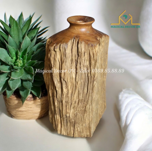 22 inch wooden vase - small holes (8)