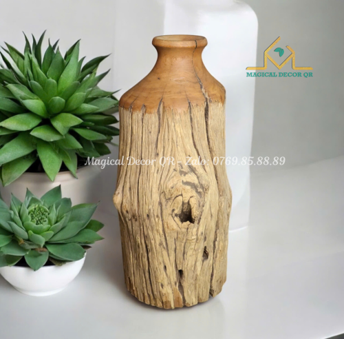 22 inch wooden vase - small holes (9)
