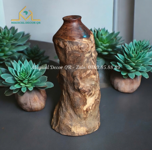 22 inch wooden vase - small hole