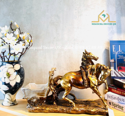 Pair of horses holding wine