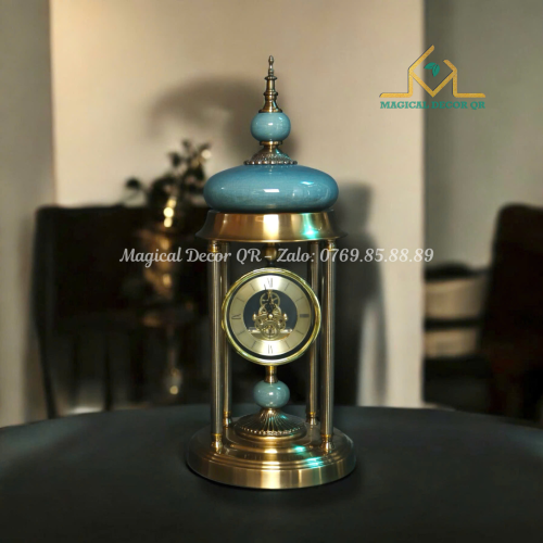 Blue round cylinder clock