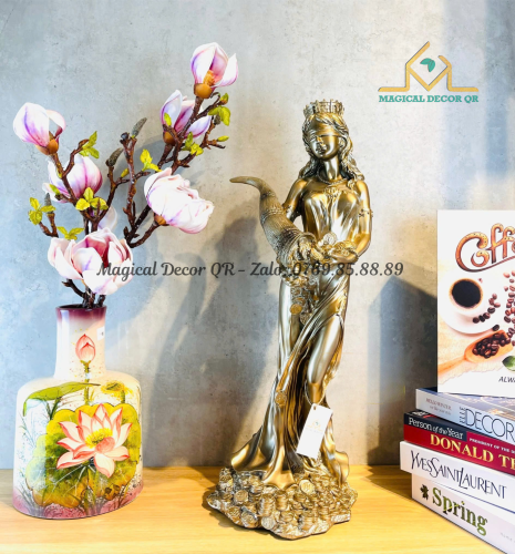 Large Statue of Goddess of Wealth - Bronze Gold