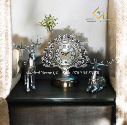 White deer tree clock set