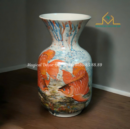 Orange carp hand stroke