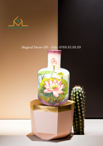 High neck pink lotus dress