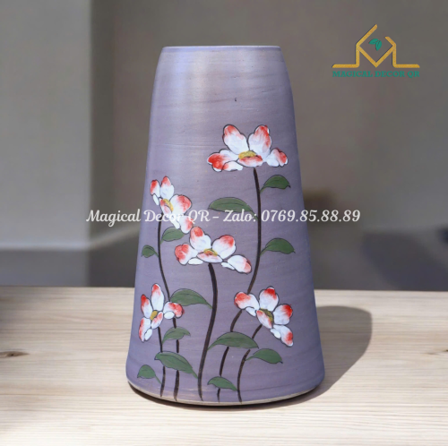 Hand stroked red butterfly bell shaped flower