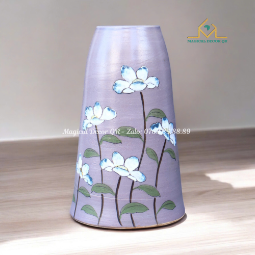 Blue butterfly bell shaped flower hand stroke