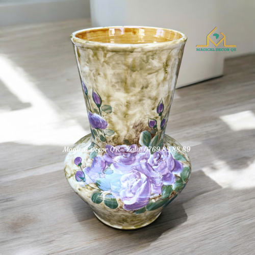 High neck purple rose hand stroke