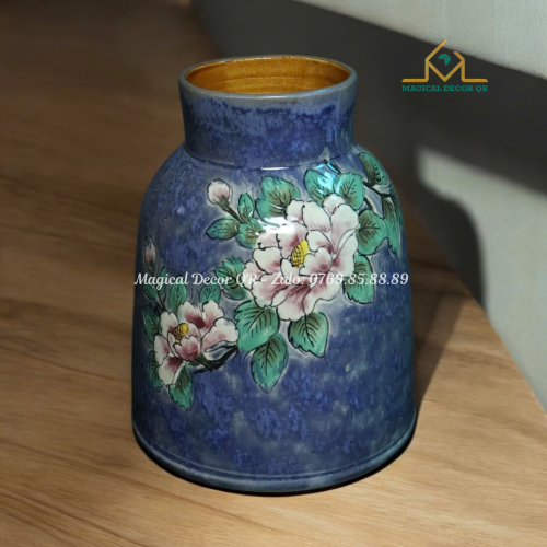 Stroking purple hibiscus flowers