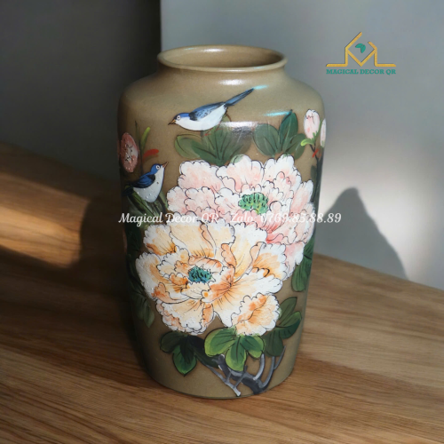 Stroking the hibiscus flower and sparrow