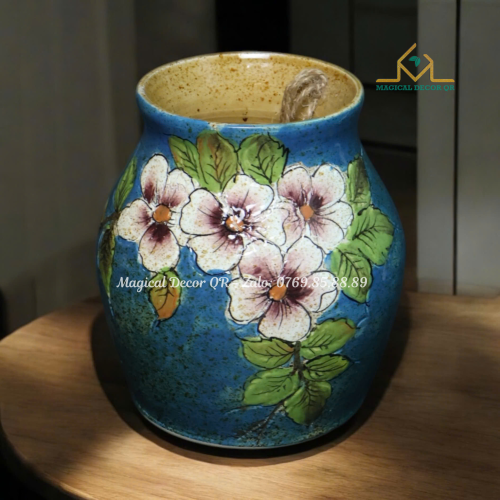 Stroking purple apricot blossoms