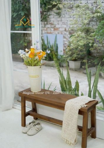 Long bench - 1 brown leg - 1m